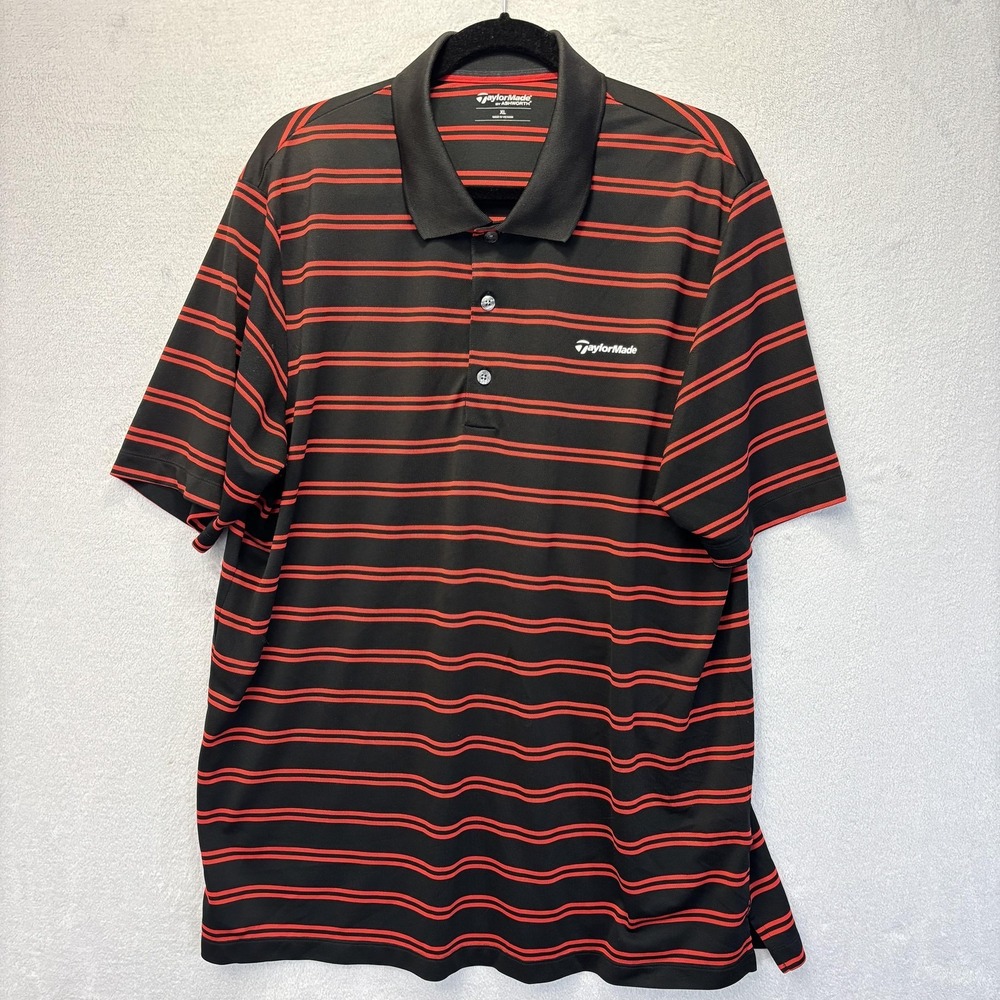 TaylorMade Ashworth Golf Polo Shirt Mens XL Black Red Breathable Performance